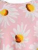 Daisy Print Hanky Hem Tank Top -  