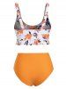 Floral Ruffled Ruched Tankini Swimwear -  