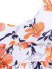 Floral Ruffled Ruched Tankini Swimwear -  
