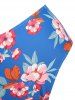 Maillot de Bain Tankini Découpé Fleuri à Volants - Rose clair XXL