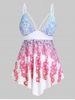Plus Size Printed Cutout High Rise Skirted Modest Tankini Swimwear -  