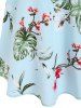 Cold Shoulder Tropical Floral Print Flounced Blouse -  