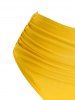 Maillot de Bain Tankini Gainant Fleur Feuille à Taille Haute de Grande Taille à Volants - Jaune 4X