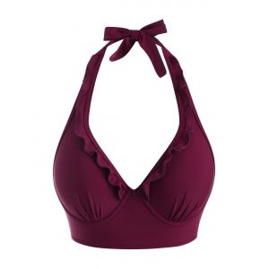 

Halter Ruffle Underwire Bikini Top, Deep red