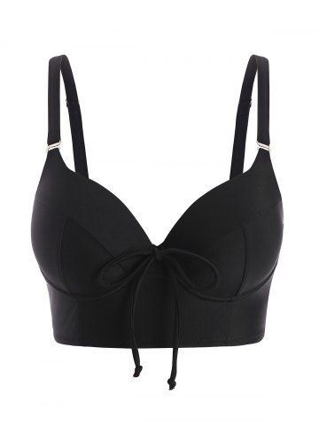 Moulded Bowknot Bikini Top - BLACK - XXL
