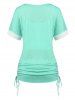Plus Size & Curve Keyhole Colorblock Cinched T Shirt with Crisscross Camisole -  