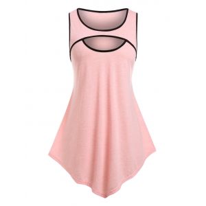 

Plus Size Peek-A-Boo Binding Tunic Tank Top, Light pink