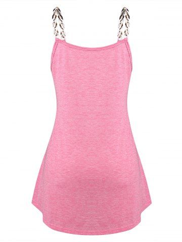 Plus Size & Curve Colorblock Chain Straps Ruffle Bowknot Tank Top