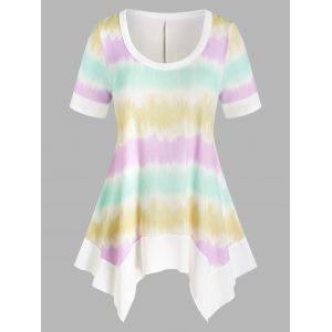 

Plus Size Tie Dyed Irregular T Shirt, Multi