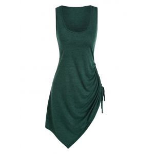 

Cinched Side Asymmetrical Hem Layering Tank Top, Deep green
