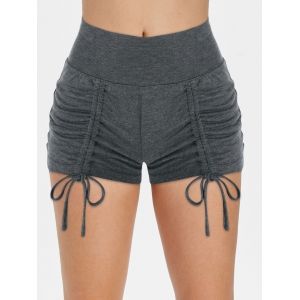 

Jersey Cinched Front Hot Shorts, Gray