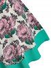 Plus Size Floral Cold Shoulder Flowy Tunic Top -  