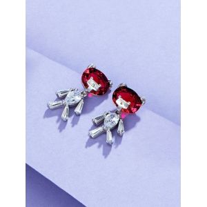 

Bear Shaped Zircon Inlay Drop Earrings, Silver