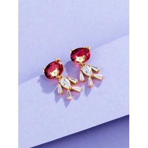

Bear Shaped Zircon Inlay Drop Earrings, Rose gold