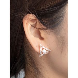 

Faux Pearl Gold Plated Triangle Earrings, Golden