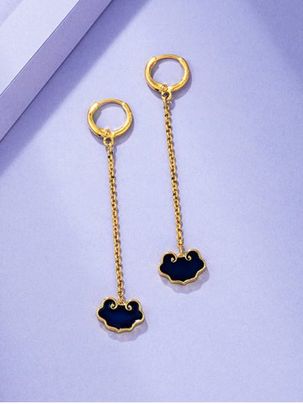 Chinese Style Lock Gold Plated Dangle Earrings