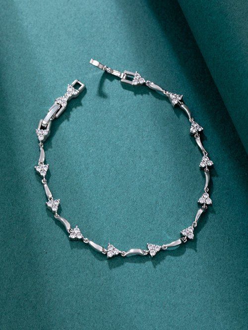 

Triangle Rhinestone Link Chain Bracelet, Silver