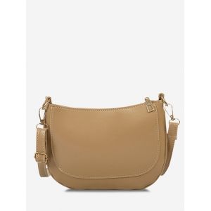 

Solid Top-Stitching Crossbody Bag, Khaki