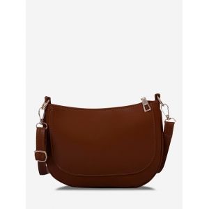 

Solid Top-Stitching Crossbody Bag, Deep brown