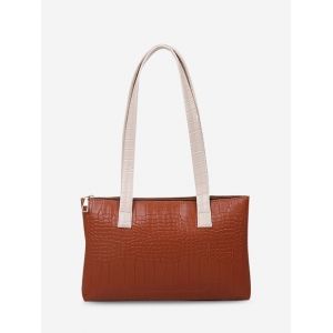 

Embossed Double Handle Shoulder Bag, Light brown
