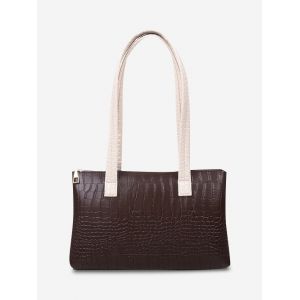 

Embossed Double Handle Shoulder Bag, Deep brown