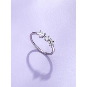 

Flower Zircon Inlaid Opening Ring, Silver