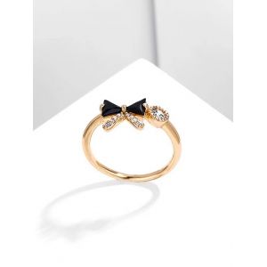 

Bowknot Shape Diamante Gold Plated Ring, Black