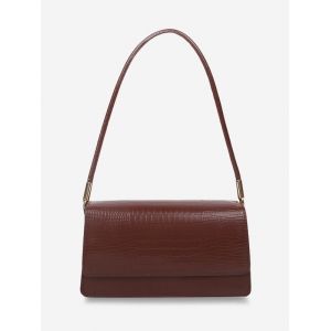 

Embossed Rectangular Flap Shoulder Bag, Deep brown