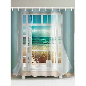 

Seaside Balcony Print Waterproof Shower Curtain, Blue gray