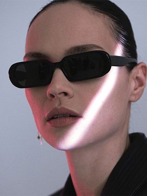 

Brief Narrow Oval Sunglasses, Black