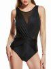 Mesh Panel Twisted One-piece Swimsuit -  