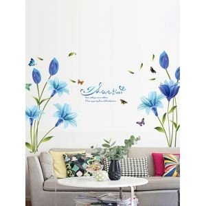 

Blue Lily Print Wall Stickers Set, Multi a