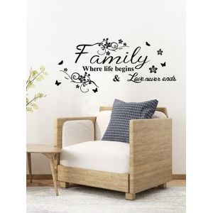 

Floral Proverb Print Wall Stickers Set, Black
