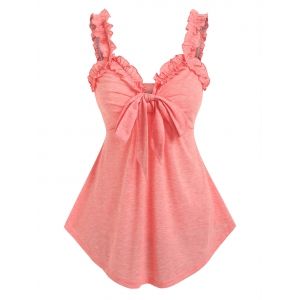 

Sweetheart Neck Ruffled Bowknot Tank Top, Light pink