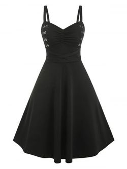 Plus Size Crossover Ruched Knee Length Dress - BLACK - 2X