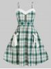 Plus Size Plaid Bowknot Fit and Flare Dress -  