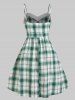 Plus Size Plaid Bowknot Flare 50s Dress -  