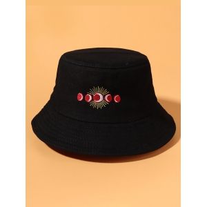 

Sun And Moon Embroidery Bucket Hat, Black