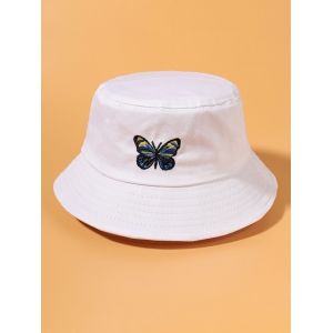 

Butterfly Embroidery Outdoor Bucket Hat, White