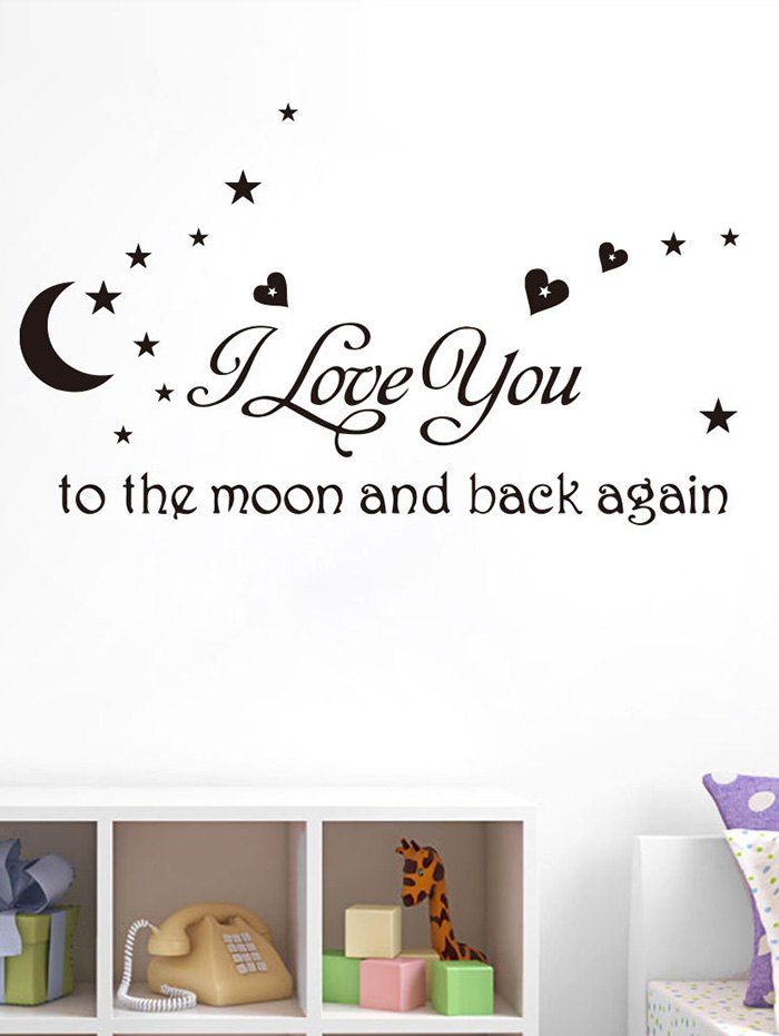 

Letters Moon Heart Pattern Wall Stickers Set, Black