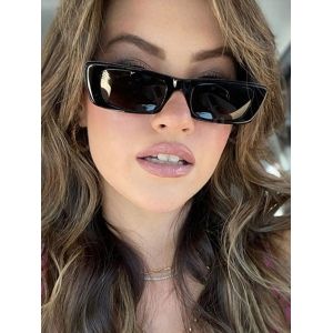 

Rectangle Frame Wide Temple Sunglasses, Black