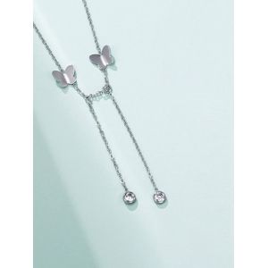 

Butterfly Dangle Chain Necklace, Silver