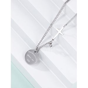 

Cross Disc Pendant Necklace, Silver