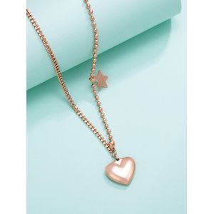 

Heart Star Charm Asymmetrical Gold Plated Necklace, Golden