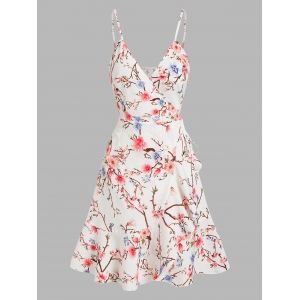 

Flounced Floral Print Mini Dress, White