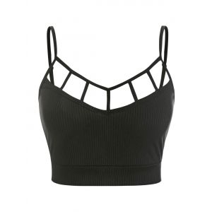 

Plus Size Ribbed Ladder Cutout Crop Top, Black