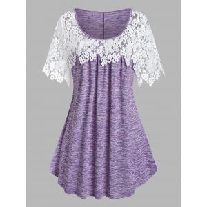 

Plus Size Space Dye Lace Panel T Shirt, Purple