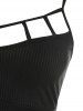 Plus Size Ribbed Ladder Cutout Crop Top -  