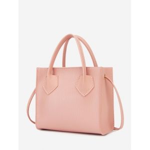 

Boxy Embossed Dual-Handle Tote Bag, Light pink