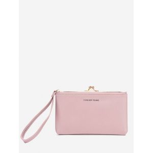 

Letter Print Multi-purpose Clutch Bag, Light pink